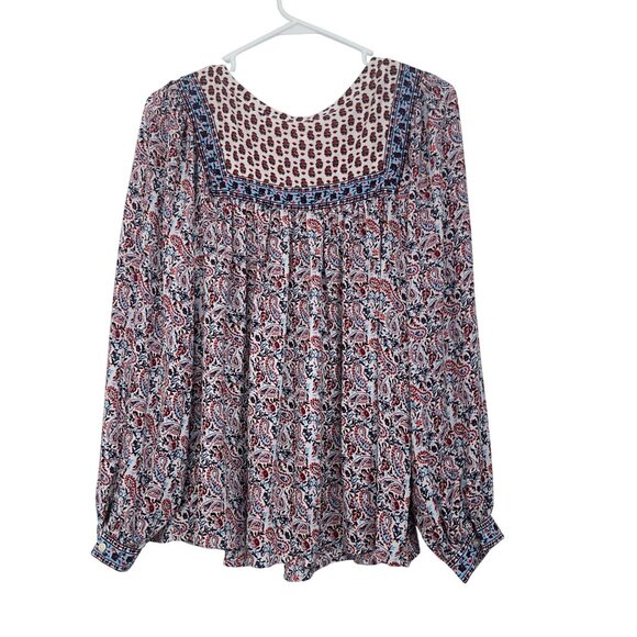 Gap Womens Boho-Style Long Sleeve Top Blouse SZ Small  Paisley Print Lightweight - Picture 9 of 11